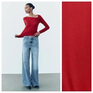 NWT. Zara Red Wool/Silk Blend Sweater. Size S.